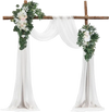 VEVOR Artificial Wedding Arch Flowers Kit, White Wedding Arch Flowers with Drapes Kit (Pack of 4) - 2 Pcs Floral Arrangement, 2 Pcs Sheer Drapes, for Ceremony Bouquets Reception Backdrop Decoration