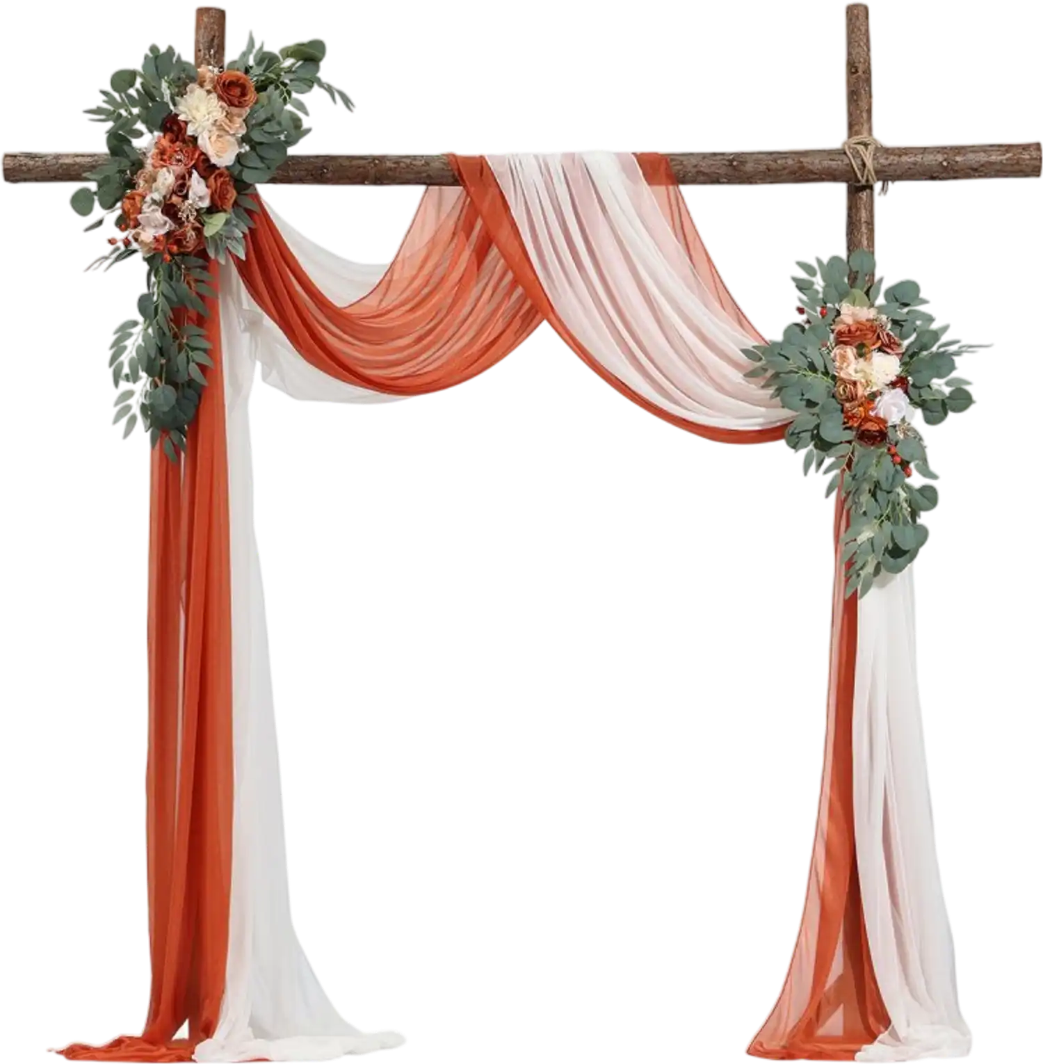 Vevor Artificial Wedding Arch Flowers Kit Orange with Drapes 4-Pc Set New