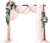 VEVOR Artificial Wedding Arch Flowers Kit, Pink Wedding Arch Flowers with Drapes Kit (Pack of 5) - 2 Pcs Floral Arrangement, 3 Pcs Sheer Drapes, for Ceremony Bouquets Reception Backdrop Decoration