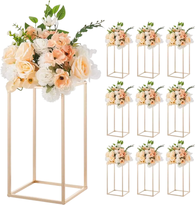 Vevor Wedding Flower Stand Gold Rectangular Floral Display Rack 10-Pc 15.75