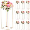 VEVOR Wedding Flower Stand, 10PCS 23.62-inch Column Flower Stand, Floral Stands with Hidden Screw, Rectangular Cubic Floral Display Rack for Wedding, Party, Birthday, Home, French Gold Stands