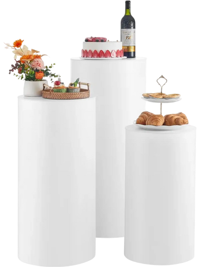 Vevor Cylinder Plinth Stand White Wedding Flower Stand Set of 3 New