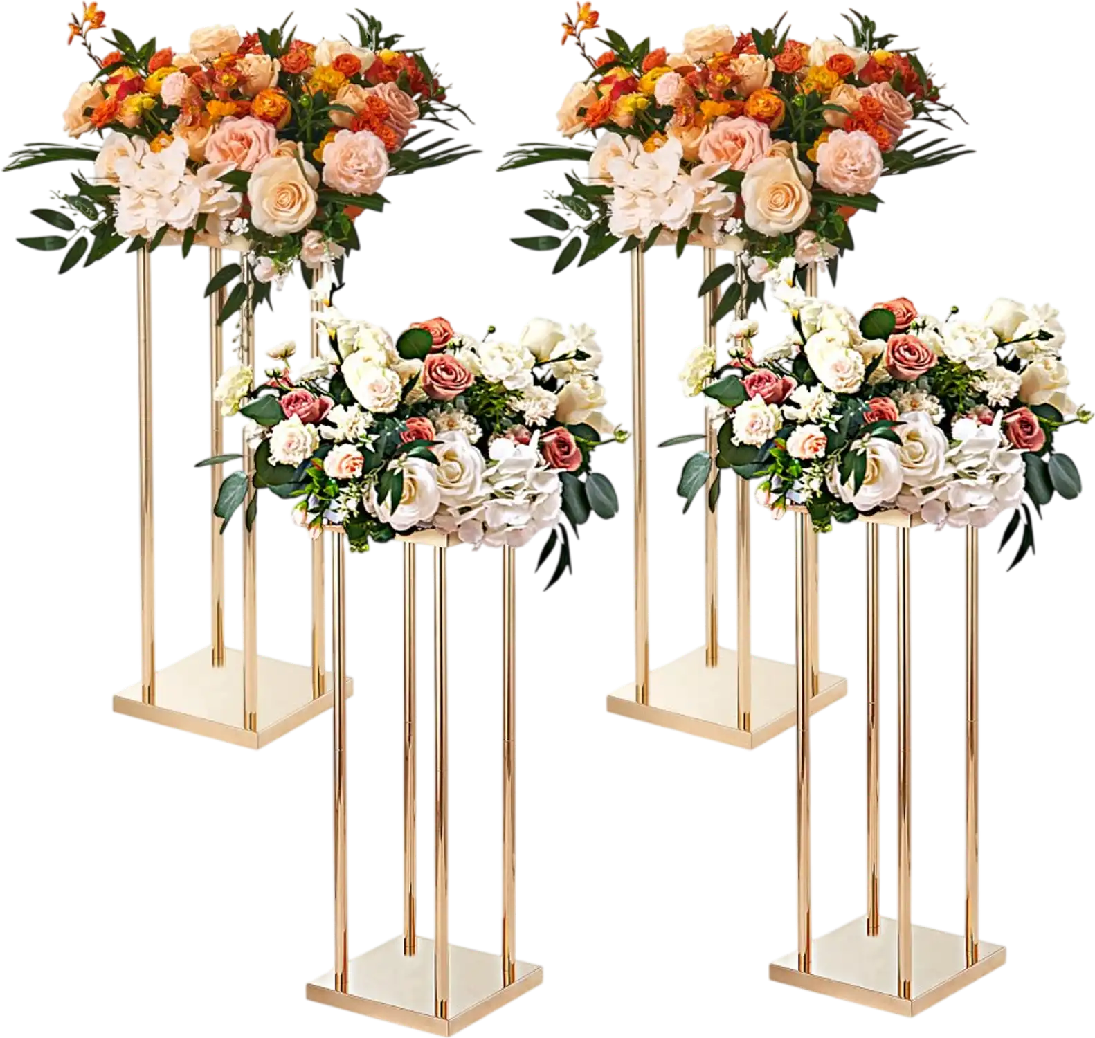 Vevor Wedding Flower Stand 4-Piece Gold Metal Column Centerpiece Display Rack 31.5