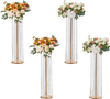 VEVOR 4PCS 35.43inch Tall Crystal Wedding Flowers Stand, Luxurious Centerpieces Flower Vases Crystal Gold Vase Metal, Perfect for T-stage Wedding Party Ceremony Dinner Event Hotel Home Decor