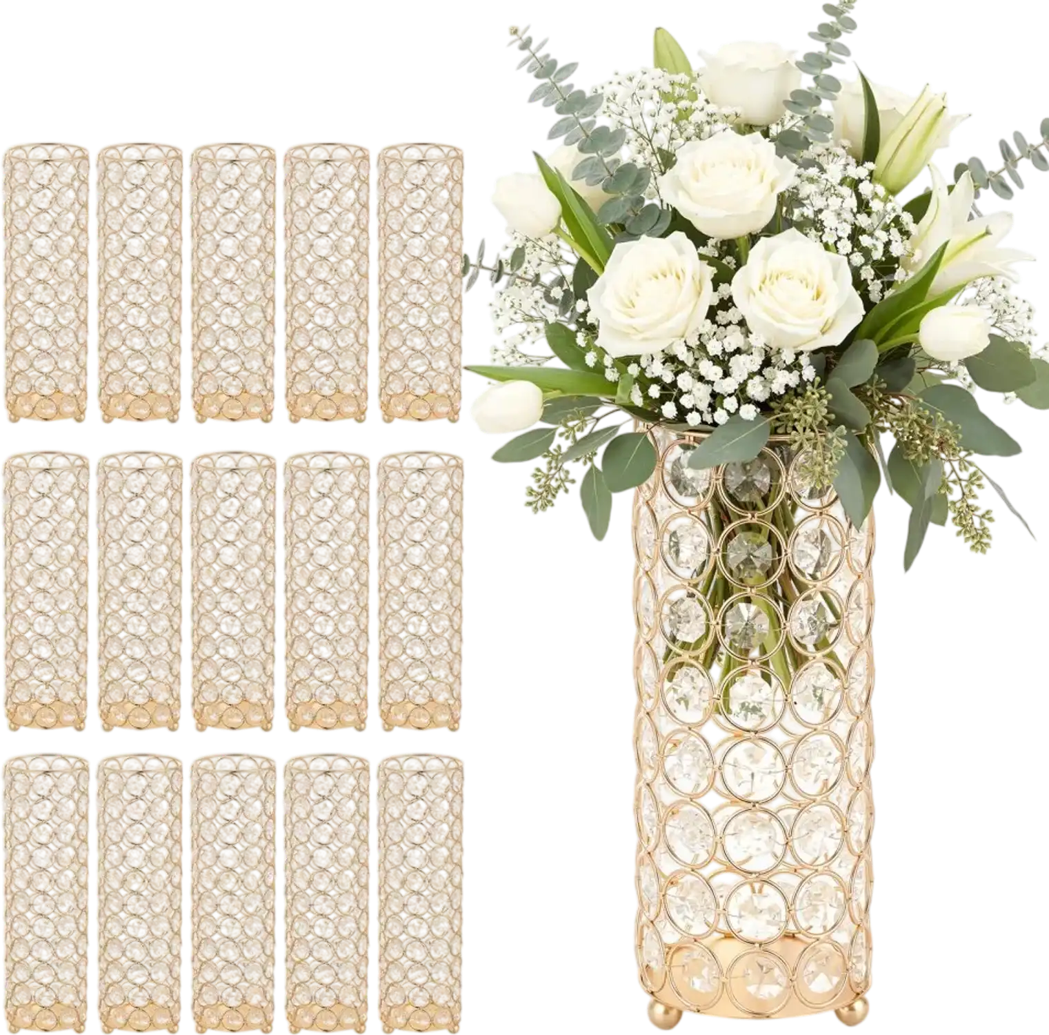 Vevor Wedding Vase 16-Pc Crystal Flower Table Centerpieces 10.24