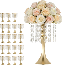 VEVOR 20 PCS Wedding Flower Vase, 13.4 in Tall Flower Table Centerpieces, Crystal Banquet Vases Easy Installation, Electroplated Finish, Versatile Arrangement Stand for Party Events Home Decor, Gold