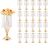 VEVOR 20PCS 43cm/16.9” Tall Crystal Wedding Flower Stand, Metal Wedding Centerpiece Vase, Gold Flower Holders Floral Display Rack for Tables Wedding Dinner Party, Ceremony Birthday Event Decor