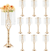 VEVOR 10PCS 55cm/21.65” Tall Crystal Wedding Flower Stand, Metal Wedding Centerpiece Vase, Gold Flower Holders Floral Display Rack for Tables Wedding Dinner Party, Ceremony Birthday Event Decor
