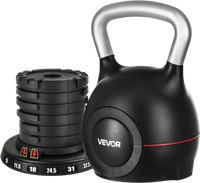 VEVOR Kettlebell, Adjustable Kettlebell with 7 Weight Levels (5, 11.5, 18, 24.5, 31, 37.5, 44 lbs), Die-Cast Aluminum and ABS Material, for Grip Strength Training, Full-body Workout & Cross-Training
