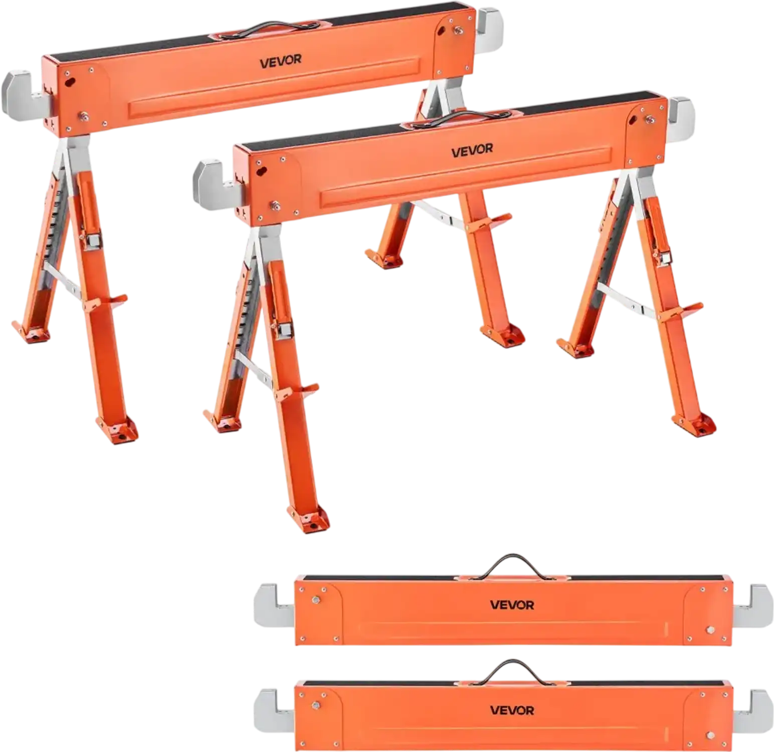 Vevor Sawhorse Folding 2-Pack Adjustable Height Work Support New