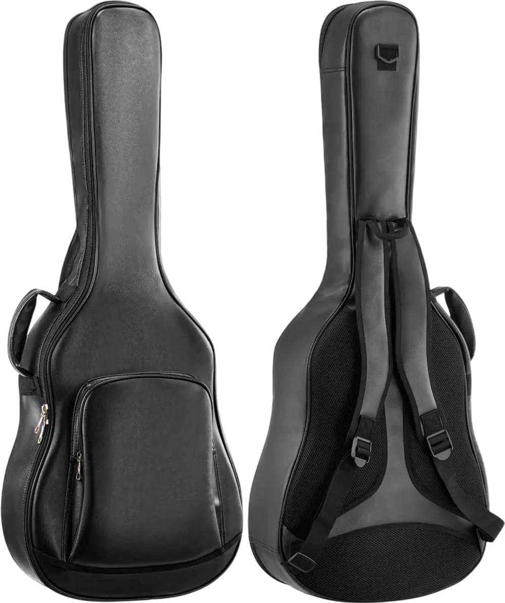 VEVOR Acoustic Guitar Hard Case, 47.1 Inch, Hard-Shell Protective Travel Carrying Case with Accessory Compartment, Foam Padding, Portable Handle, Shoulder Straps, for 41 Inch Acoustic Guitars, Black