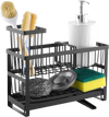 VEVOR Kitchen Sink Caddy Organizer, 2 Tier Sponge Holder for Kitchen Sink with High Brush Holder & Divider, Storage Rack with Rotatable Drainage Spout, Countertop Organizers and Storage Essentials
