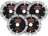 VEVOR Diamond Blades 5 inch, 5-Pack Wall Chaser Saw Blade Cutting Blade, 0.79 in Arbor, High-Hardness Diamond Segments, 65Mn Steel Core, Dry Wet Cutting, Clean Edges for Concrete Brick Stone Cement