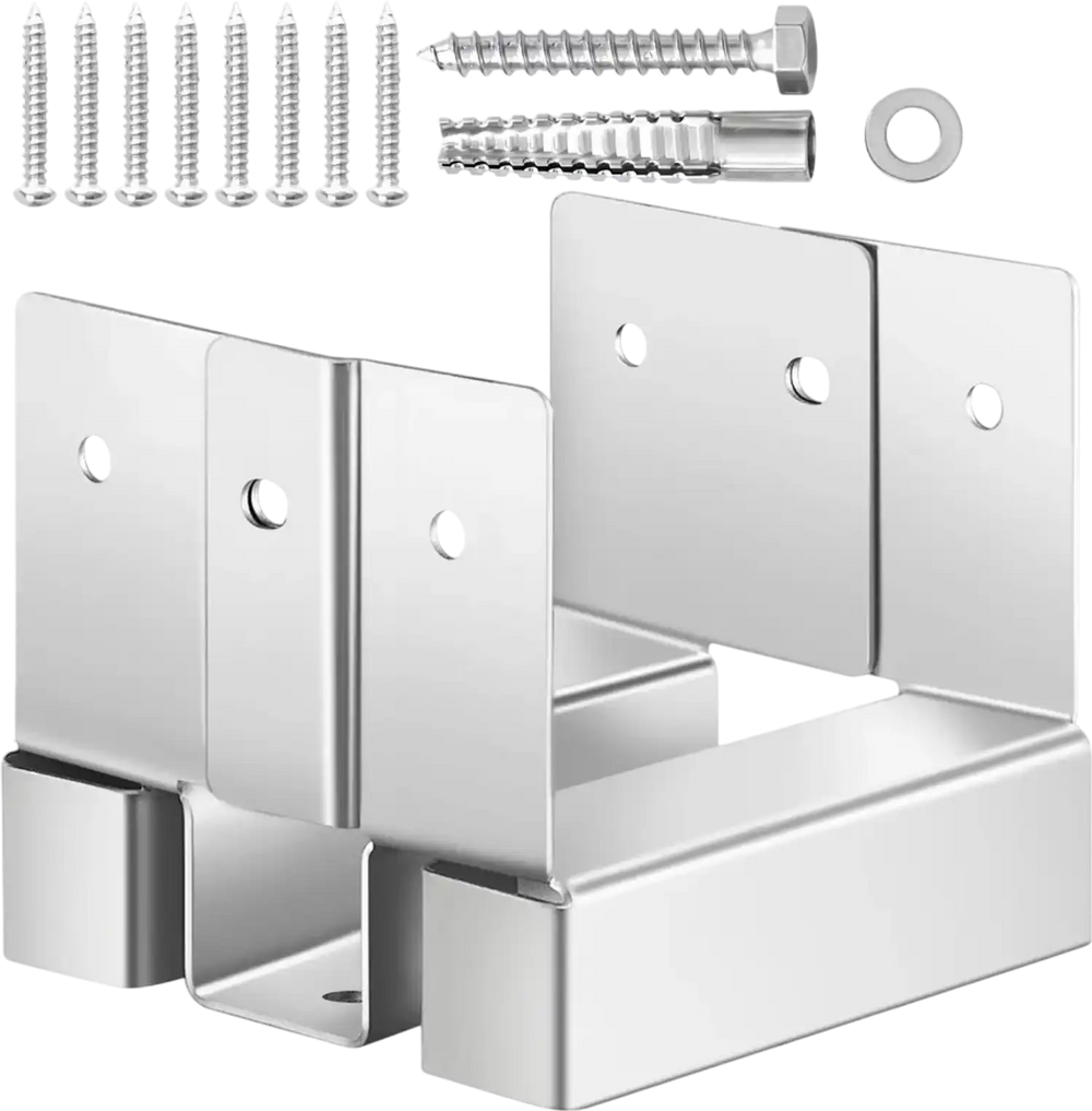 VEVOR 4x4 Post Base 10 Pcs, Inner Size 3.53x3.56inch/89.6x90.5mm Concrete Post Anchor, Heavy-Duty Zinc-Plated Carbon Steel Posts Brackets with 1 Inch Standoff Elevation, for Concrete Pergolas Patios