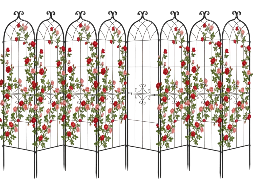 VEVOR Garden Trellis, 71 x 20 inch Rose Trellis, 8 Packs Garden Flower Rose Trellises with Powder-Coated Finish & Convenient Locking Design, Plant Support Trellises for Flowers, Vegetables, Roses