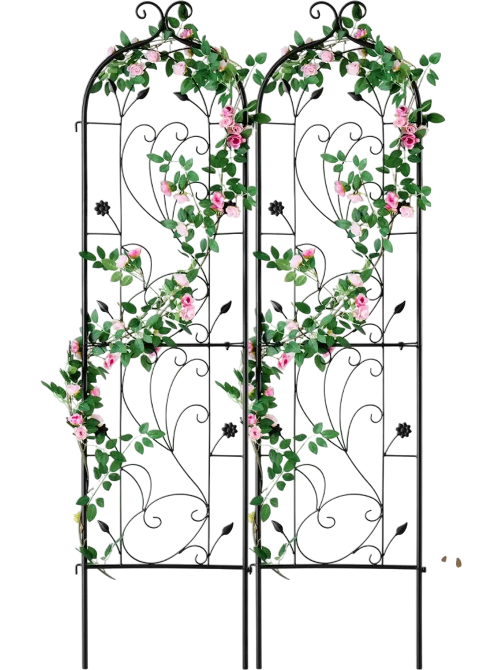VEVOR Garden Trellis for Climbing Plants, 60 x 15 in, 2 Packs Rustproof Metal Garden Flower Trellis, Outdoor Climbing Rose Trellis Cucumbers Support, Decorative Clematis Trellis for Courtyards Lawns