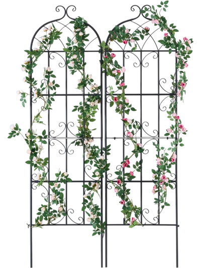 VEVOR Garden Trellis for Climbing Plants, 71 x 20 in, 2 Packs Rustproof Metal Garden Flower Trellis, Outdoor Climbing Rose Trellis Cucumbers Support, Decorative Clematis Trellis for Courtyards Lawns