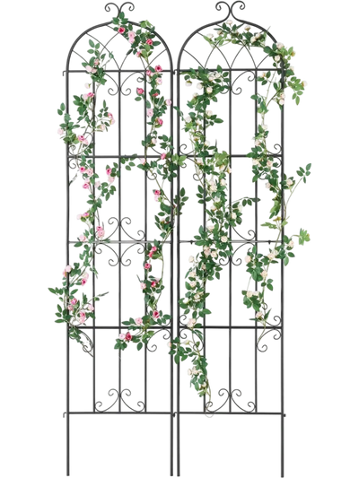 VEVOR Garden Trellis for Climbing Plants, 87 x 20 in, 2 Packs Rustproof Metal Garden Flower Trellis, Outdoor Climbing Rose Trellis Cucumbers Support, Decorative Clematis Trellis for Courtyards Lawns