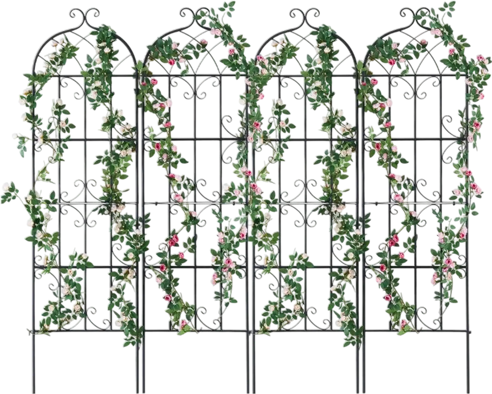 VEVOR Garden Trellis for Climbing Plants, 71 x 20 in, 4 Packs Rustproof Metal Garden Flower Trellis, Outdoor Climbing Rose Trellis Cucumbers Support, Decorative Clematis Trellis for Courtyards Lawns