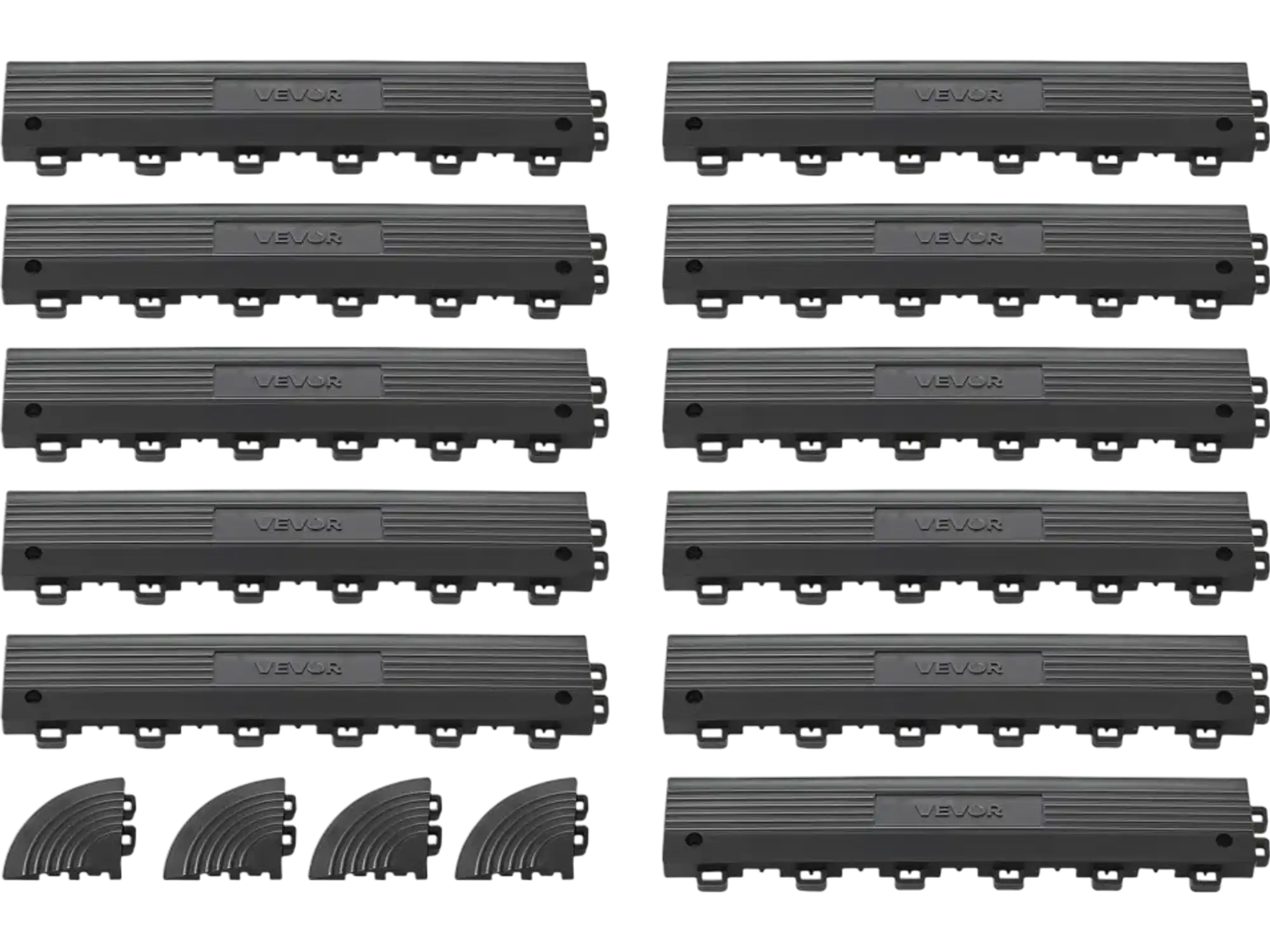 Vevor Garage Floor Edge Trim 11-Piece Transition Edge Kit Black New