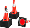 VEVOR Traffic Safety Cones 12 Pack 18 Inch Flexible PVC Orange Traffic Cone, For Parking Lots and Home Use, with Weighted Black Base, Reflective Collar Visible at Night, Heavy Duty Design, Easy Storage