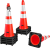 VEVOR Traffic Safety Cones 8 Pack 28 Inch Flexible PVC Orange Traffic Cones, For Accident or Construction Warning, with Weighted Black Base, Reflective Collar Visible at Night, Heavy Duty, Easy Storage