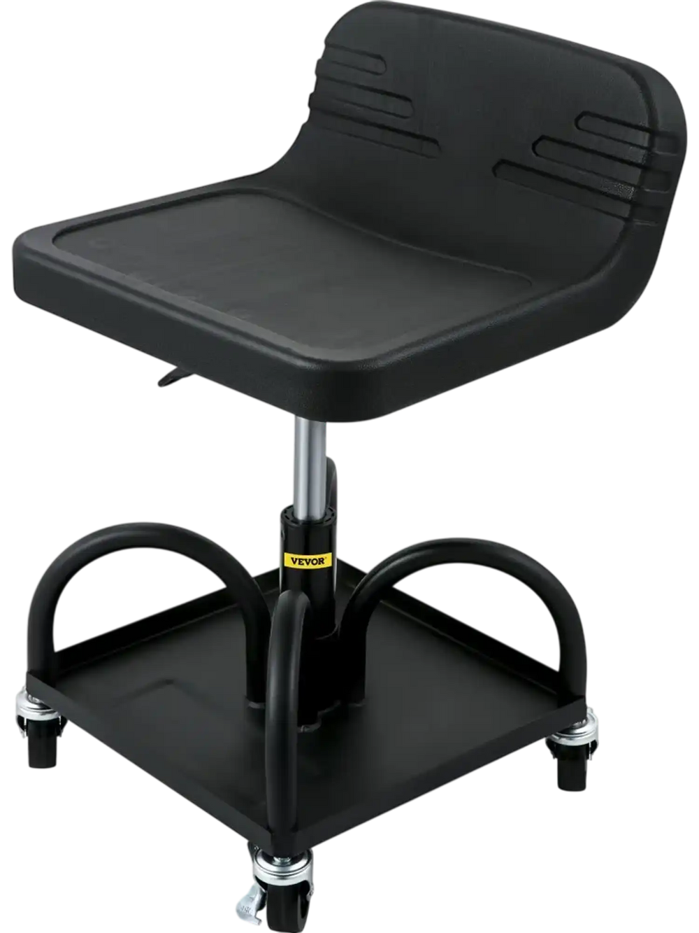 VEVOR Rolling Garage Stool, 300LBS Capacity, Adjustable Height from 15.7 in to 20.5 in, Mechanic Seat with 360-degree Swivel Wheels and Tool Tray, for Workshop, Auto Repair Shop, Black