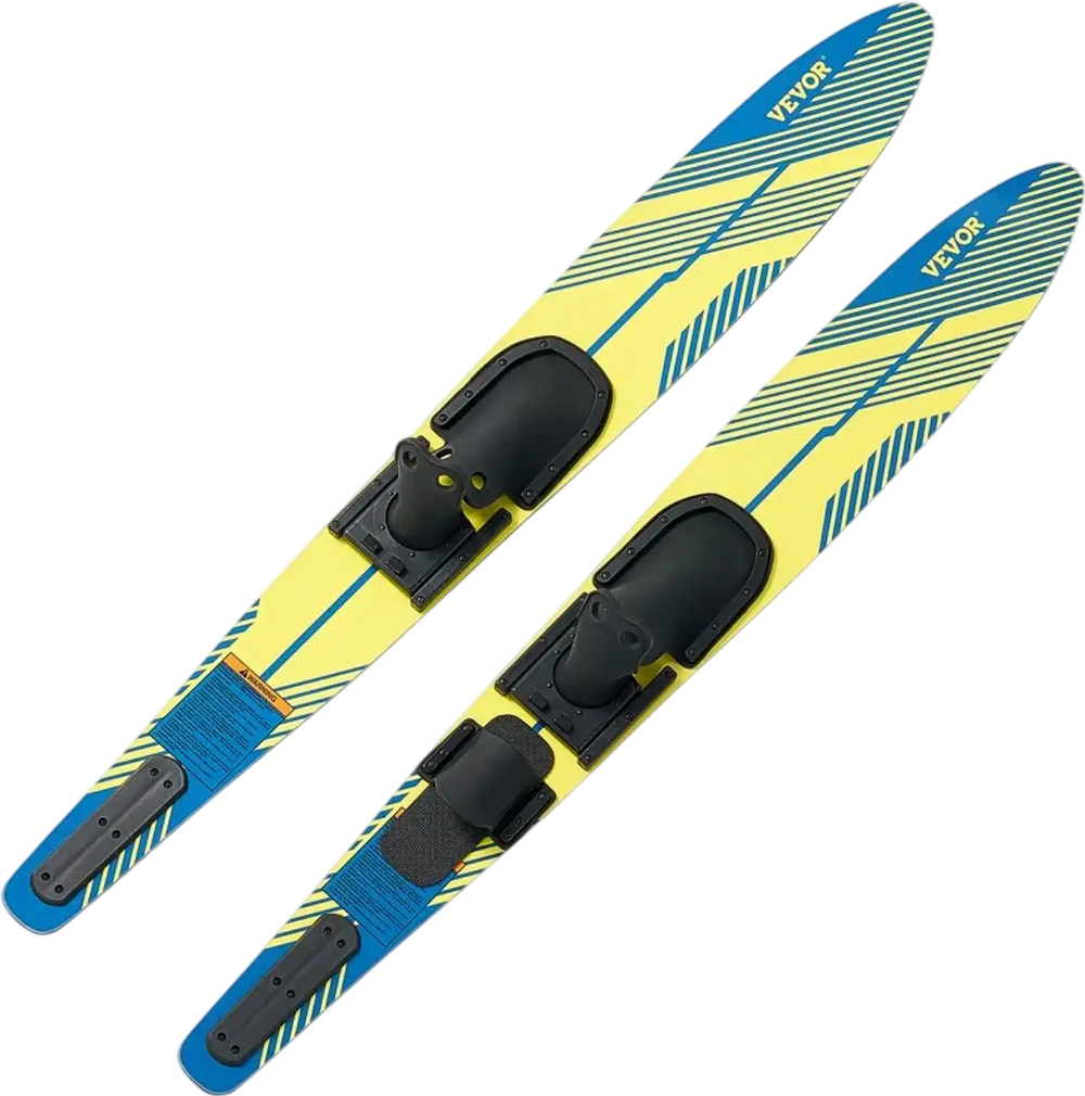 VEVOR 59" Water Skis, Adult Water Ski with X-7 Adjustable Horseshoe Bindings & Padded Rear Toe Plate, High-gloss UV Coating Waterskis  Combo for Adults Up to 300 lbs