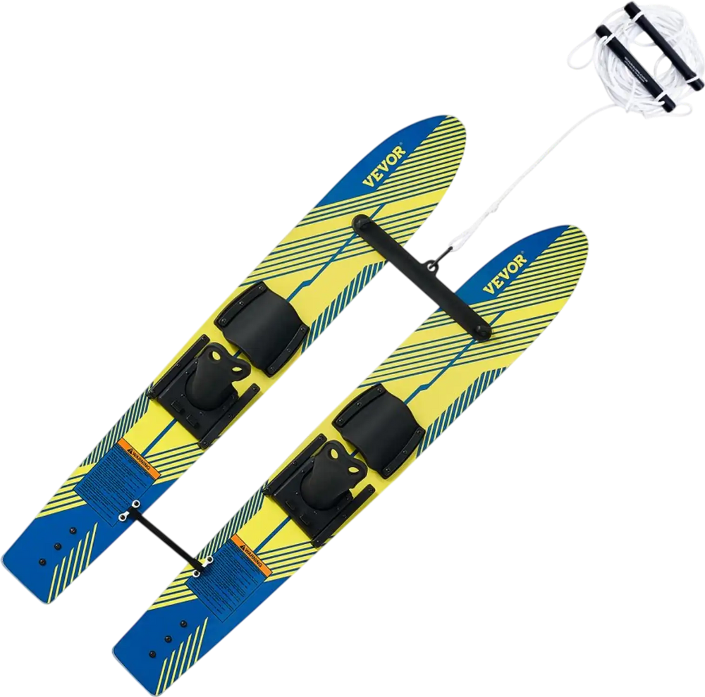VEVOR 46" Water Skis, Kids Water Ski Trainers with X-7 Adjustable Bindings, Double-Handle Rope & Removable Stabilizing Bar, Training Waterskis Combo for Kids Youth Up to 300 lbs