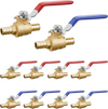 VEVOR PEX Ball Valve, 10 Pieces, 1/2 in PEX Brass Ball Valve, PEX Full Port Brass Ball Valves, Quarter Turn Hot (Red) Cold (Blue) PEX Full Port Ball Valve, for Kitchen, Hydronic Heating, Bathroom