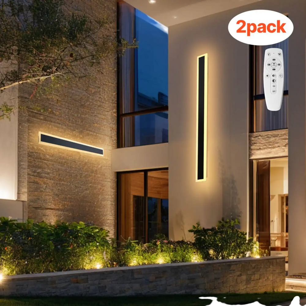 VEVOR Outdoor Wall Lights, 2 Pack, 39.4 Inch Long Strip Modern Exterior Wall Sconce Light Fixtures, 2700K-6000K, IP65 Waterproof Anti-Rust, Dimmable Outside Wall Mount Lighting, for House Porch Garage
