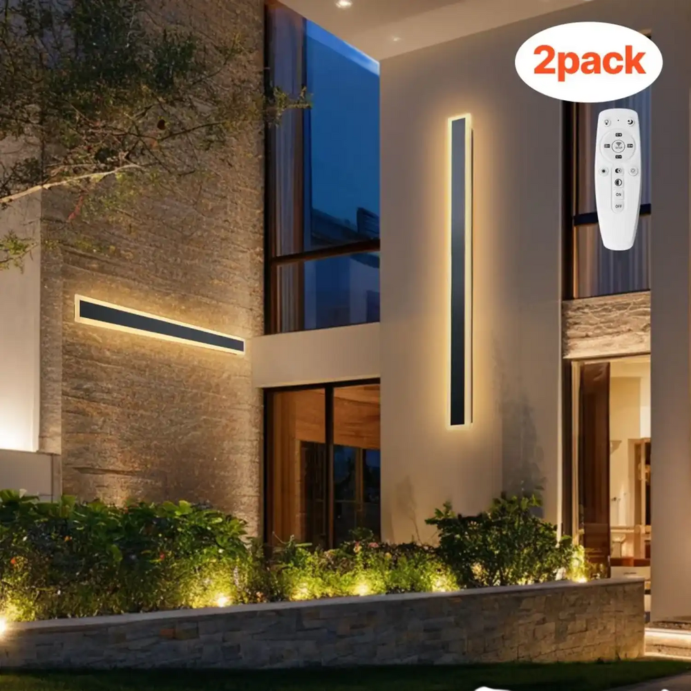 VEVOR Outdoor Wall Lights, 2 Pack, 47.2 Inch Long Strip Modern Exterior Wall Sconce Light Fixtures, 2700K-6000K, IP65 Waterproof Anti-Rust, Dimmable Outside Wall Mount Lighting, for House Porch Garage