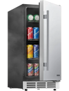 VEVOR Outdoor Beverage Refrigerator, 15 Inch Undercounter Drink Fridge, 304 Stainless Steel Door, 3.0 Cu. Ft, Hold 94 Cans, Powerful Cooling System, Built-in / Freestand Cooler, Home Bar & Patio