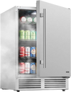 VEVOR Outdoor Beverage Refrigerator, 24 Inch Undercounter Drink Fridge, 304 Stainless Steel Body, 5.0 Cu. Ft, Hold 180 Cans, Powerful Cooling System, Built-in / Freestand Cooler, Home Bar & Patio