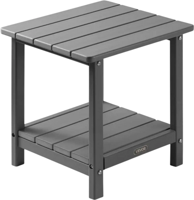 Vevor Outdoor Side Table 2-Tier HDPE Grey New