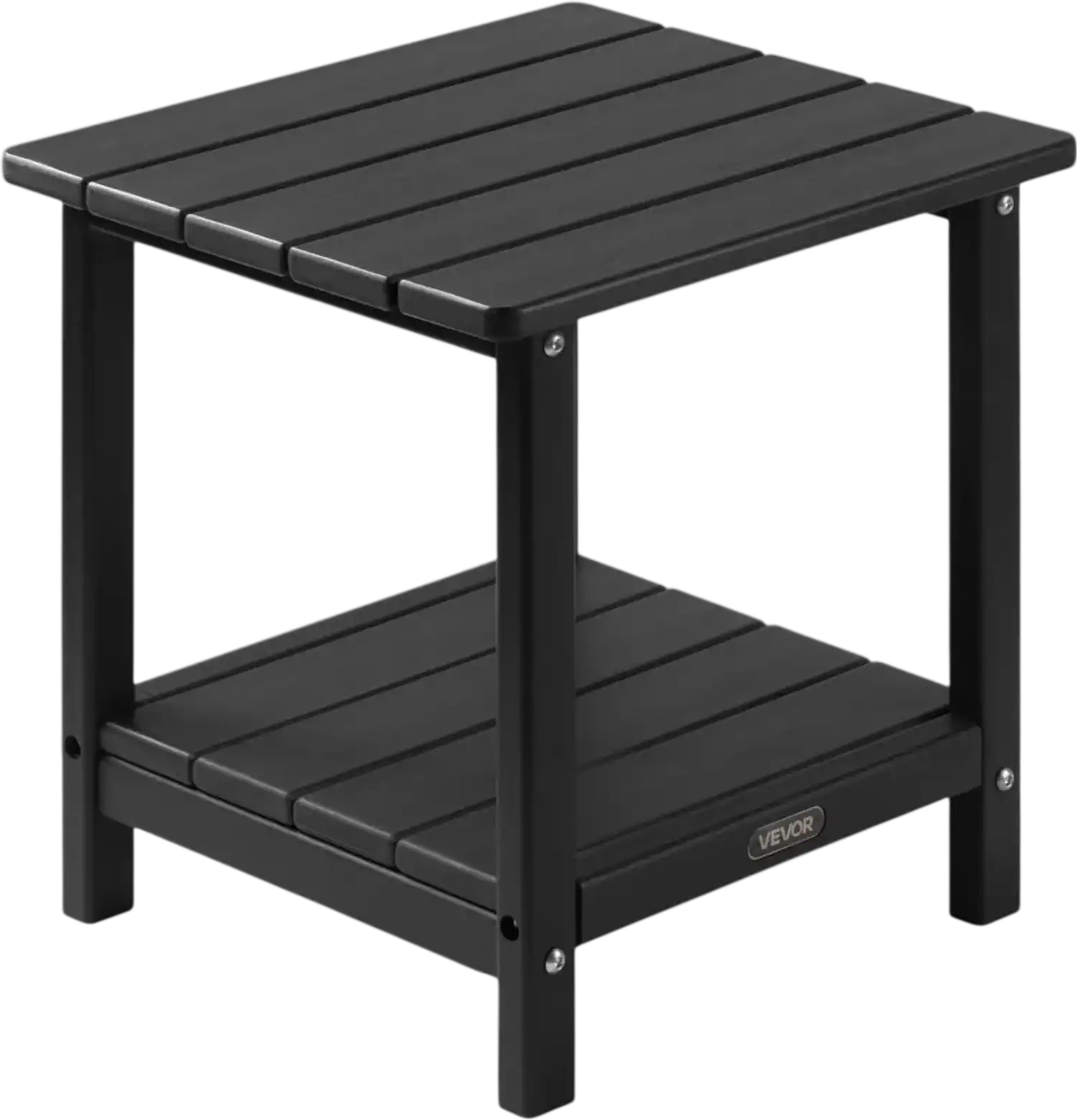 Vevor Outdoor Side Table 2-Tier HDPE Black 17.72