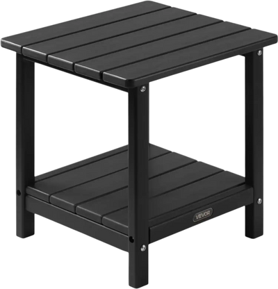 Vevor Outdoor Side Table 2-Tier HDPE Black 17.72