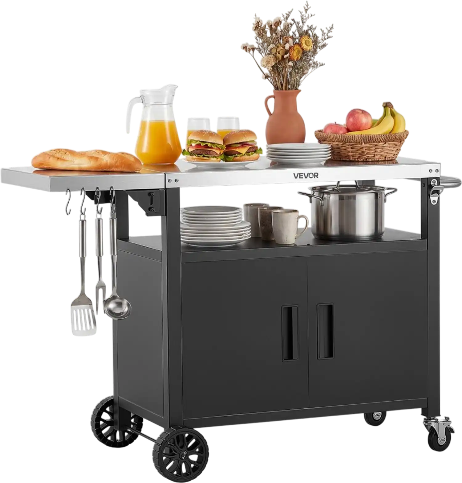 Vevor Grill Cart Outdoor Grill Table with Storage Cabinet 48.9