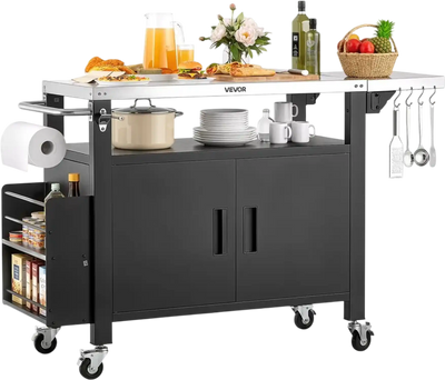 Vevor Grill Cart Outdoor Kitchen Island with Storage Cabinet 55.1