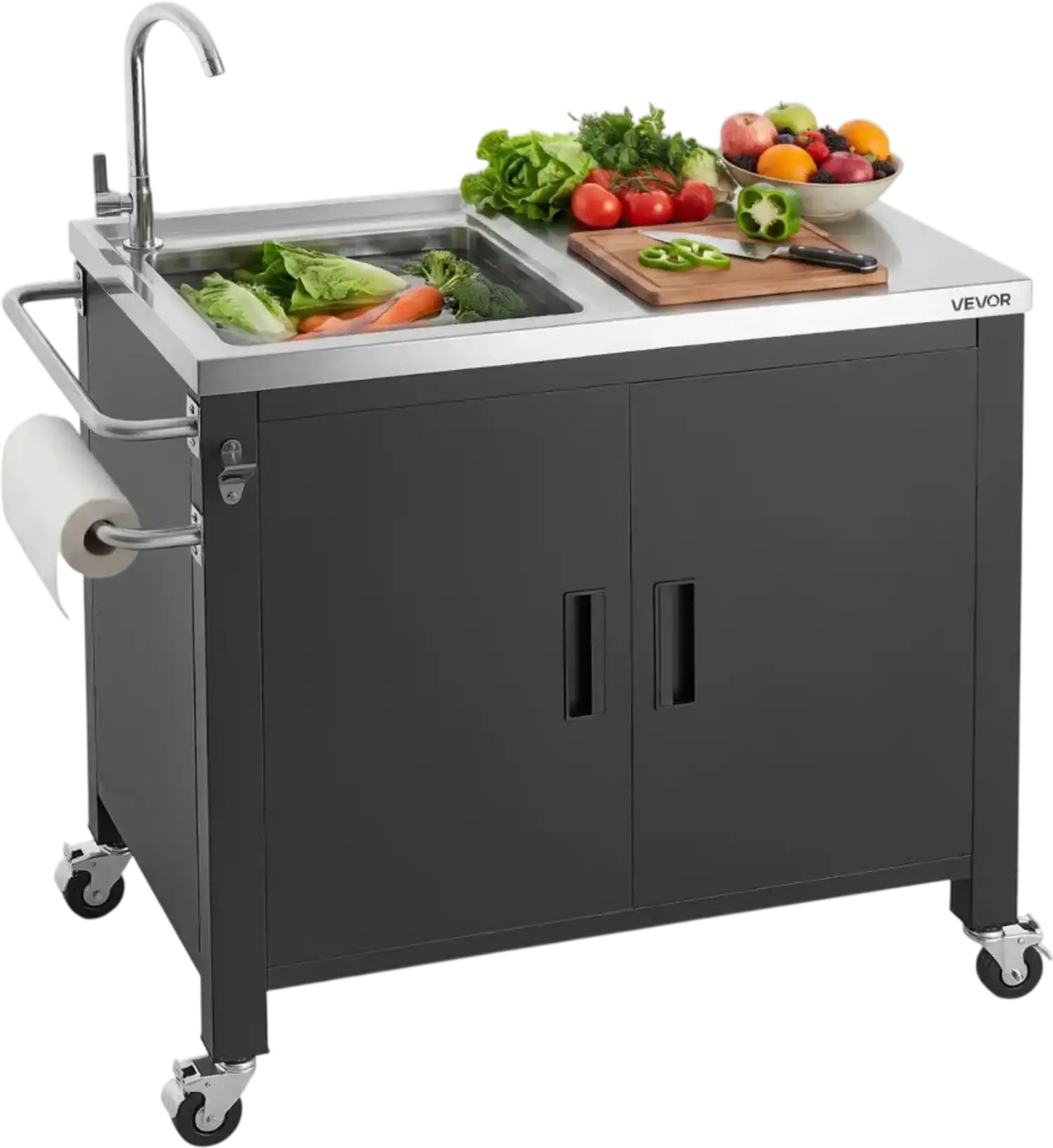 Vevor Grill Cart Outdoor Kitchen Island with Sink & Storage Cabinet 38