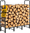 VEVOR Firewood Rack 4ft 1/4 Cord Heavy Duty Outdoor Wood Storage Holder, for Fireplace Patio Deck, 550 lbs Load Capacity, Carbon Steel Frame Fire Log Stacker Stand, Metal Wood Pile Organizer, Black