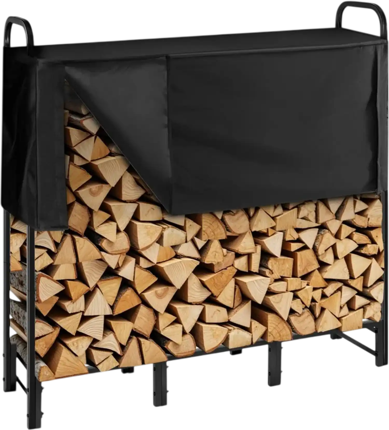 Vevor Firewood Rack 4' Outdoor Log Holder with Waterproof Cover New