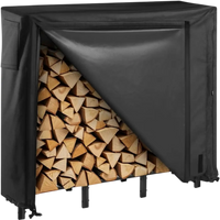 VEVOR Firewood Rack with Waterproof Cover, 4 ft Outdoor Firewood Holder, 1/4 Cord Storage Metal Log Holder, 400lb Max Weight Capacity, Full Covered, Powder-Coated Wood Storage Rack for Fireplace Deck