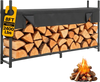 VEVOR Firewood Rack with Waterproof Cover 8ft 1/2 Cord Outdoor Wood Storage, for Fireplace Patio Deck, 2400 lbs Load Capacity Heavy Duty Fire Log Holder Stacker Stand, Metal Wood Pile Organizer, Black