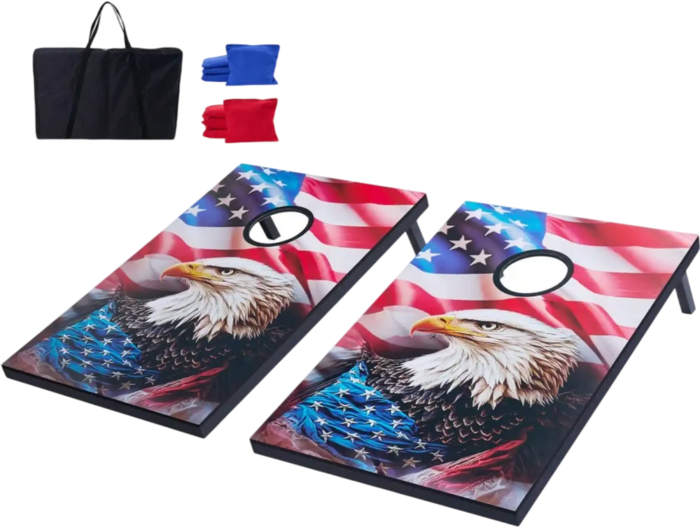 VEVOR Cornhole Set, 3x2 ft Corn Hole Game Boards, MDF Wood Portable Toss Board, Indoor and Outdoor Cornhole Play for Adults, Include 8 Bean Bags and Carrying Case, for Yard, Backyard, Beach, Camping