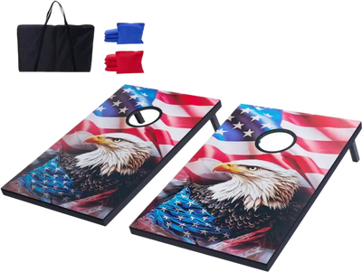 VEVOR Cornhole Set, 3x2 ft Corn Hole Game Boards, MDF Wood Portable Toss Board, Indoor and Outdoor Cornhole Play for Adults, Include 8 Bean Bags and Carrying Case, for Yard, Backyard, Beach, Camping