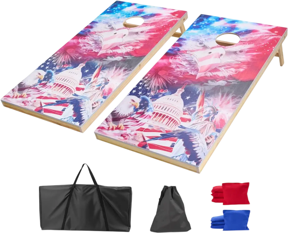 VEVOR Cornhole Set, 4x2 ft Corn Hole Game Boards, Solid Wood Portable Toss Board, Indoor and Outdoor Cornhole Play for Adults, Include 8 Bean Bags and Carrying Case, for Yard, Backyard, Beach, Camping