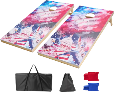 VEVOR Cornhole Set, 4x2 ft Corn Hole Game Boards, Solid Wood Portable Toss Board, Indoor and Outdoor Cornhole Play for Adults, Include 8 Bean Bags and Carrying Case, for Yard, Backyard, Beach, Camping