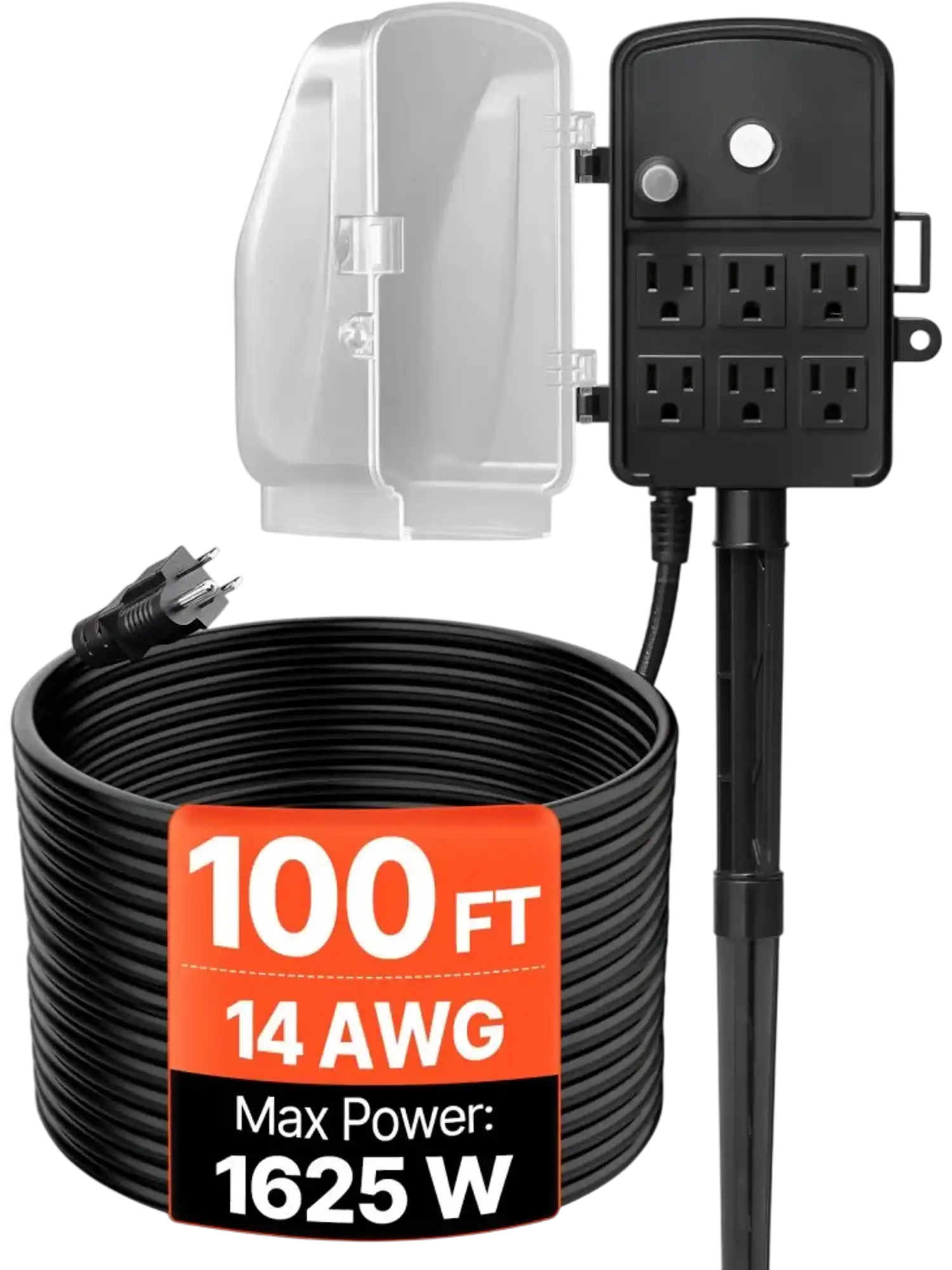 Vevor Power Stake Waterproof Outdoor Power Strip with 100' Extension Cord New