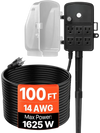 VEVOR Outdoor Power Stake, 100 FT Extension Cord, Outdoor Power Strip Weatherproof with Cover and Overload Protection, 6 Outlets, 13A/1625W, Waterproof Multi-Outlet Yard Stake for Christmas Lights